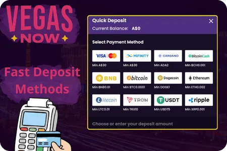 VegasNow bonus payment methods